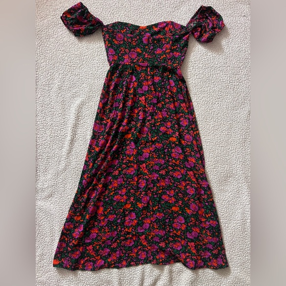 Park & Fifth Marian Dress Armina Floral Print Colorful Midi Length Size Small - Picture 7 of 7